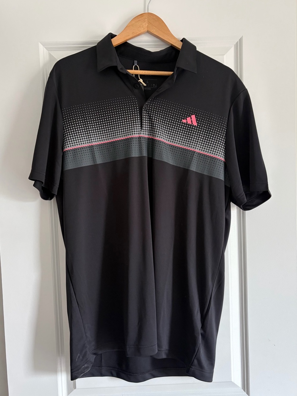 adidas Men’s Black Polo with Pink and Gray Detail